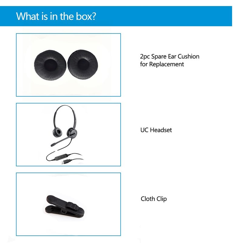 VT Computer USB Headset with Noise-Cancellation-Microphone - UC Headset Compatible with MS Teams,Mitel,MicroSIP Used for Cisco Jabber,Zoom,Genesys,GoogleMeet,Bria,3CX,etc. - Image 5